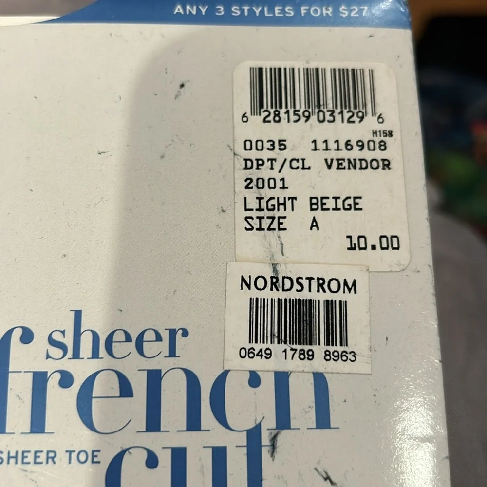 Sheer French cut sheet toe stockings